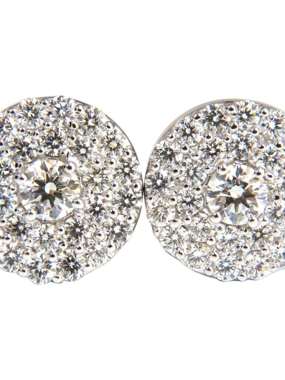 GIA Certified 4.60ct. Matching diamond cluster circular earrings omega 14kt*
